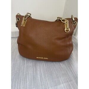 Michael Kors Brooke Medium Brown Pebbled Leather Shoulder Tote Bag